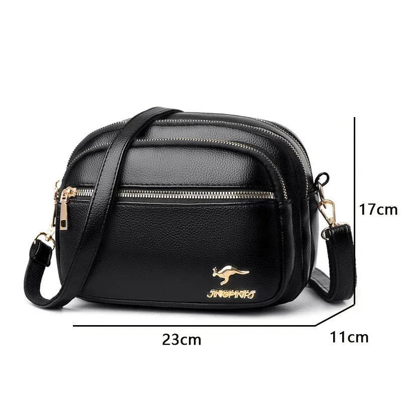 SaneShoppe - High Quality Soft Leather Purse Fashion Women Shoulder Messenger Bag Multi - pocket Wear - resistant Bag Luxury Ladies Handbag Sac