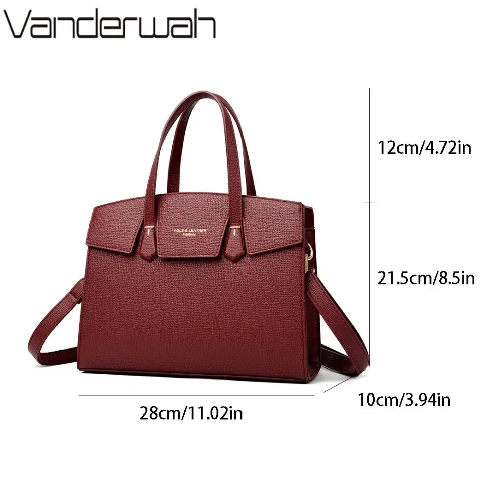 SaneShoppe - High Quality Soft Leather Women's Handbag Luxury Designer Ladies Shoulder Crossbody Bag Female Casual Tote Bag Solid Color Purse