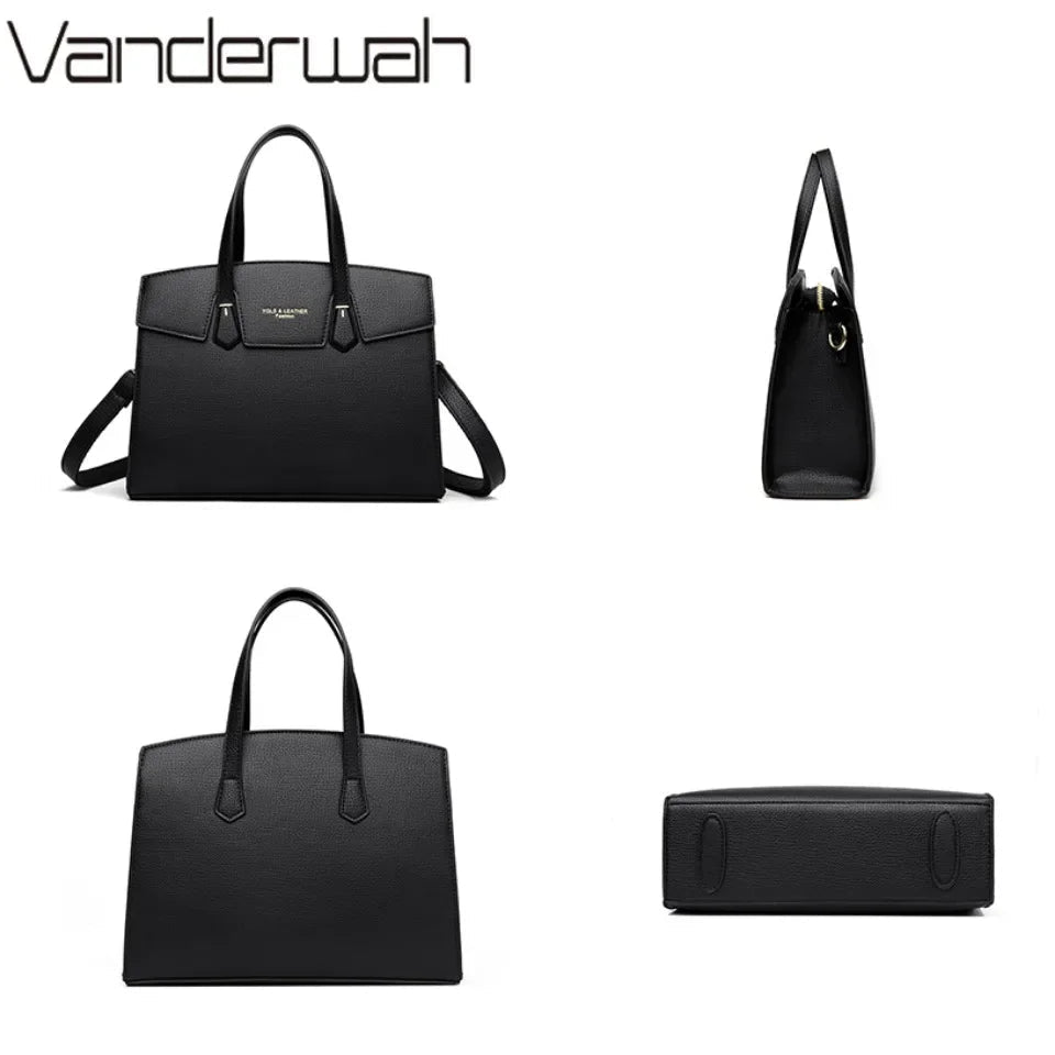 SaneShoppe - High Quality Soft Leather Women's Handbag Luxury Designer Ladies Shoulder Crossbody Bag Female Casual Tote Bag Solid Color Purse