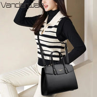 SaneShoppe - High Quality Soft Leather Women's Handbag Luxury Designer Ladies Shoulder Crossbody Bag Female Casual Tote Bag Solid Color Purse
