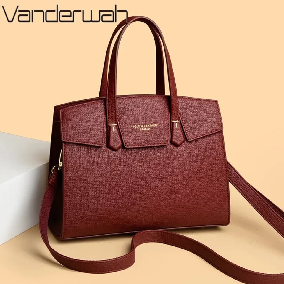 SaneShoppe - High Quality Soft Leather Women's Handbag Luxury Designer Ladies Shoulder Crossbody Bag Female Casual Tote Bag Solid Color Purse