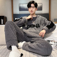 SaneShoppe-Premium Cozy Flannel Plus Size Men's Pajamas Winter Nightwear