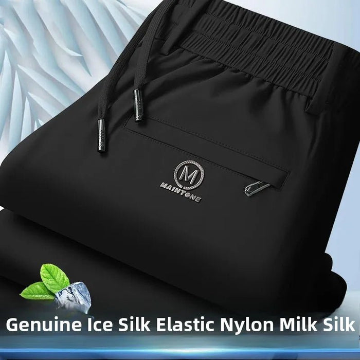 SaneShoppe - Ice Silk Men's Summer Thin Casual Pants Loose Breathable Qui Dry Elastic Straight Leg Fitn Sports Faion Trousers