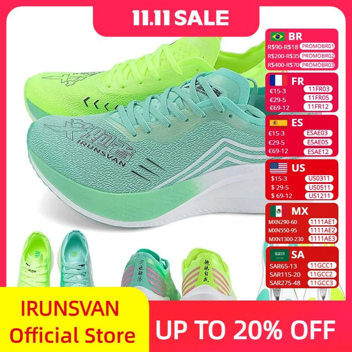 SaneShoppe - IRUNSVAN Professional Running Shoes Man Nylon Carbon Plate Athletic Training Sport Shoes Outdoor Non - slip Original Sneakers