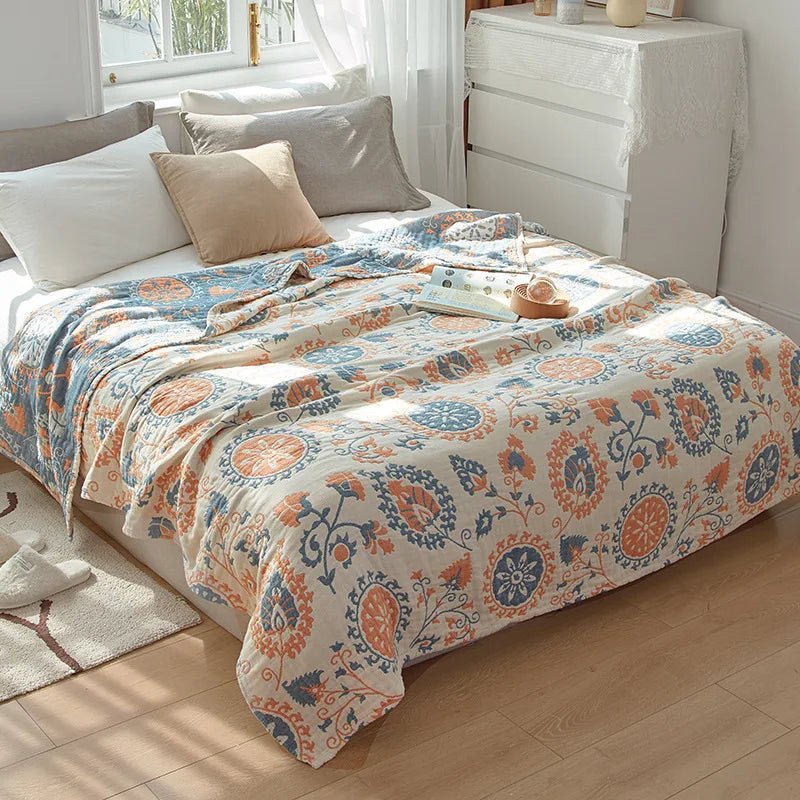 SaneShoppe-Soft Cotton Japanese Gauze Summer Blanket for Sofa and Bed