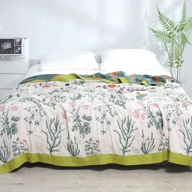 SaneShoppe-Soft Cotton Japanese Gauze Summer Blanket for Sofa and Bed