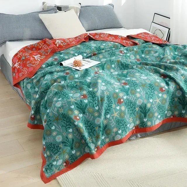 SaneShoppe-Soft Cotton Japanese Gauze Summer Blanket for Sofa and Bed