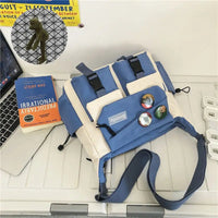 SaneShoppe - Japanese Simple Messenger Bag Student Nylon Waterproof Canvas Handbag Shoulder Crossbody Bags for Women Men Satchels Bolsas