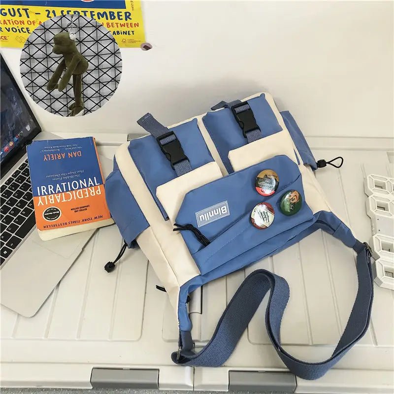 SaneShoppe - Japanese Simple Messenger Bag Student Nylon Waterproof Canvas Handbag Shoulder Crossbody Bags for Women Men Satchels Bolsas