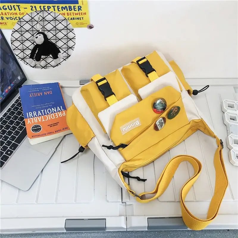 SaneShoppe - Japanese Simple Messenger Bag Student Nylon Waterproof Canvas Handbag Shoulder Crossbody Bags for Women Men Satchels Bolsas