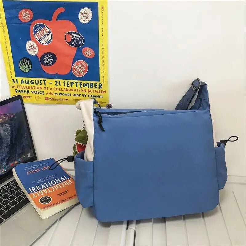 SaneShoppe - Japanese Simple Messenger Bag Student Nylon Waterproof Canvas Handbag Shoulder Crossbody Bags for Women Men Satchels Bolsas