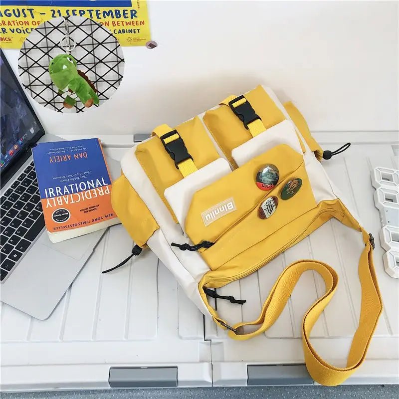 SaneShoppe - Japanese Simple Messenger Bag Student Nylon Waterproof Canvas Handbag Shoulder Crossbody Bags for Women Men Satchels Bolsas