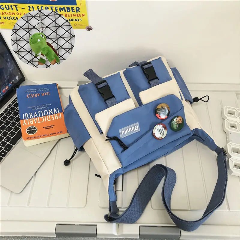 SaneShoppe - Japanese Simple Messenger Bag Student Nylon Waterproof Canvas Handbag Shoulder Crossbody Bags for Women Men Satchels Bolsas