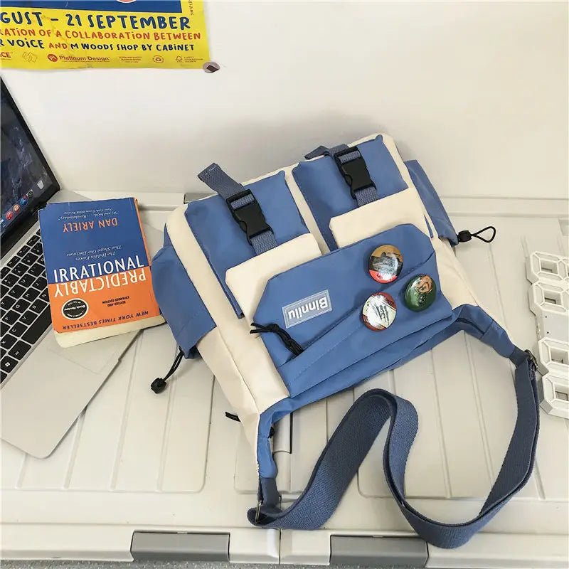 SaneShoppe - Japanese Simple Messenger Bag Student Nylon Waterproof Canvas Handbag Shoulder Crossbody Bags for Women Men Satchels Bolsas