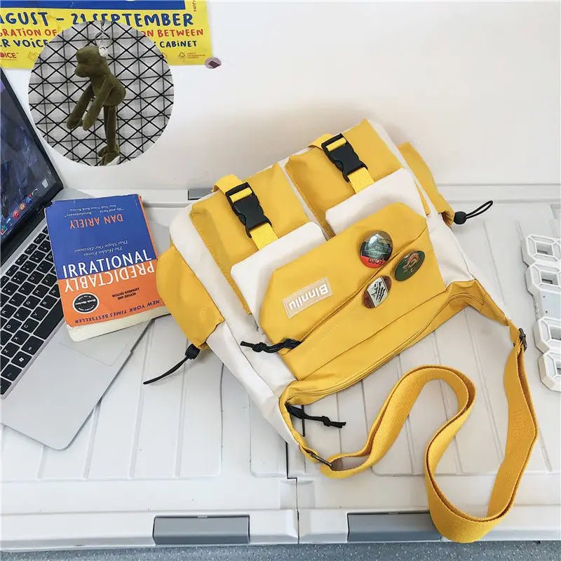 SaneShoppe - Japanese Simple Messenger Bag Student Nylon Waterproof Canvas Handbag Shoulder Crossbody Bags for Women Men Satchels Bolsas