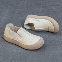 SaneShoppe-Jiany Women's Cowhide Flat Shoes, Retro Simple Style, Casual Sports Shoes