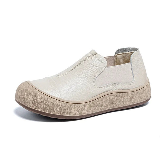 SaneShoppe-Jiany Women's Cowhide Flat Shoes, Retro Simple Style, Casual Sports Shoes