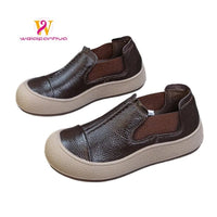 SaneShoppe-Jiany Women's Cowhide Flat Shoes, Retro Simple Style, Casual Sports Shoes