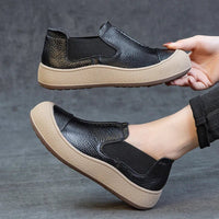 SaneShoppe-Jiany Women's Cowhide Flat Shoes, Retro Simple Style, Casual Sports Shoes