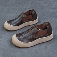 SaneShoppe-Jiany Women's Cowhide Flat Shoes, Retro Simple Style, Casual Sports Shoes