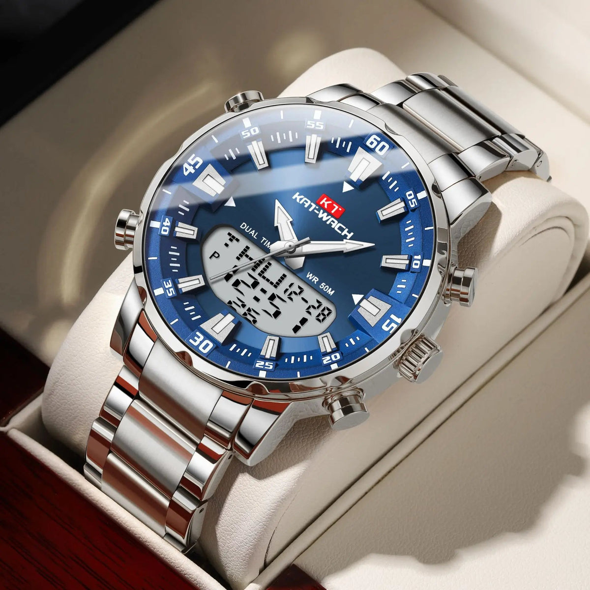 SaneShoppe-Golden Mens Quartz Chronograph Watch - Luxury Waterproof Wristwatch