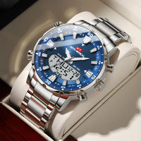 SaneShoppe-Golden Mens Quartz Chronograph Watch - Luxury Waterproof Wristwatch