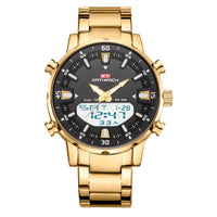 SaneShoppe-Golden Mens Quartz Chronograph Watch - Luxury Waterproof Wristwatch