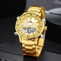 SaneShoppe-Golden Mens Quartz Chronograph Watch - Luxury Waterproof Wristwatch