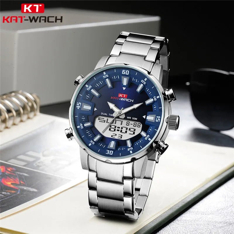 SaneShoppe-Golden Mens Quartz Chronograph Watch - Luxury Waterproof Wristwatch