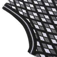 SaneShoppe - Knitted Sweaters for Men Sleeveless Vest Man Clothes Plaid Business V Neck Waistcoat Tops Y2k Vintage X High Quality Replica Fun