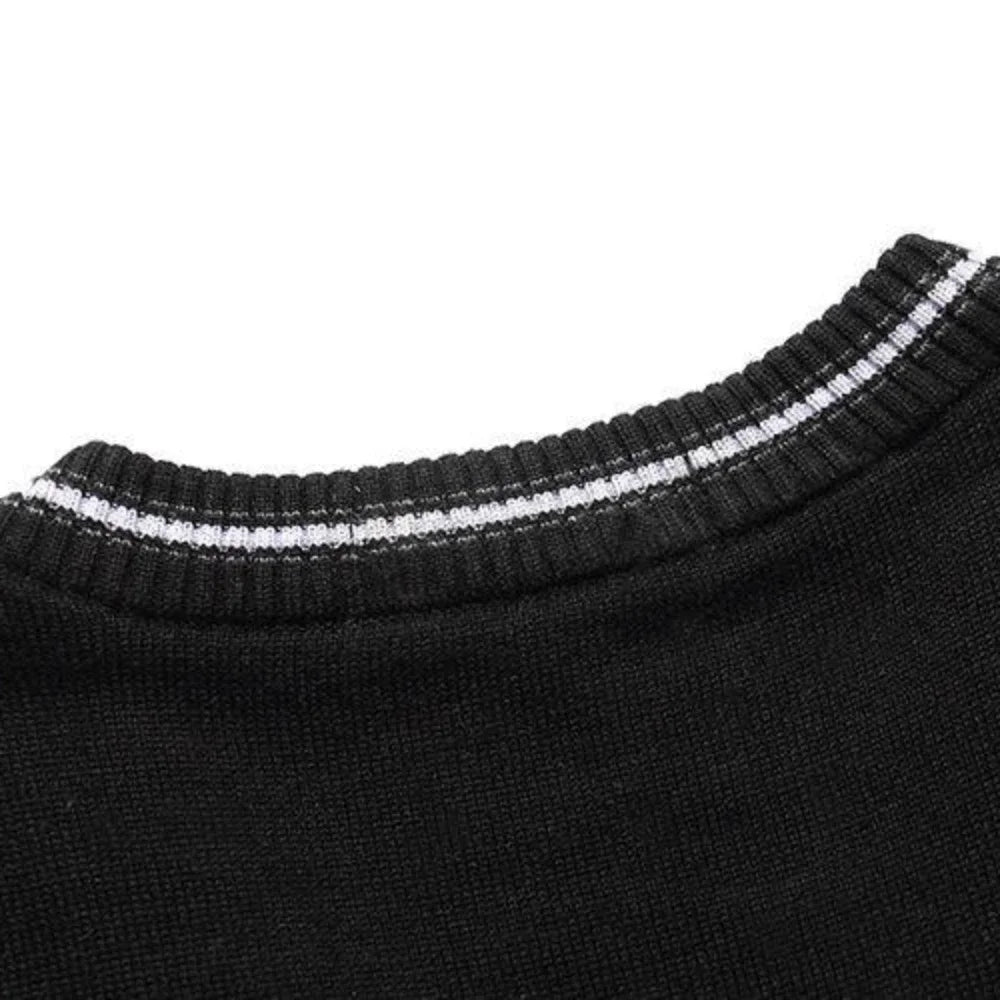 SaneShoppe - Knitted Sweaters for Men Sleeveless Vest Man Clothes Plaid Business V Neck Waistcoat Tops Y2k Vintage X High Quality Replica Fun