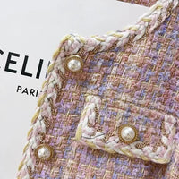 SaneShoppe - Korean Style Versatile Fashion Short Tweed Quilted Jacket Women's Autumn New Slimming Personality Top Quality Polyester Full Sle