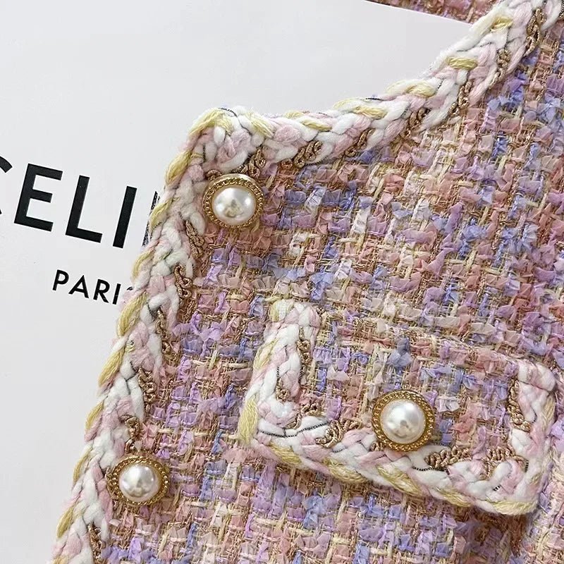 SaneShoppe - Korean Style Versatile Fashion Short Tweed Quilted Jacket Women's Autumn New Slimming Personality Top Quality Polyester Full Sle