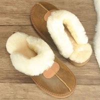 SaneShoppe-KZZO Sheepskin Fur Slippers | Cozy Indoor Winter Shoes for Women
