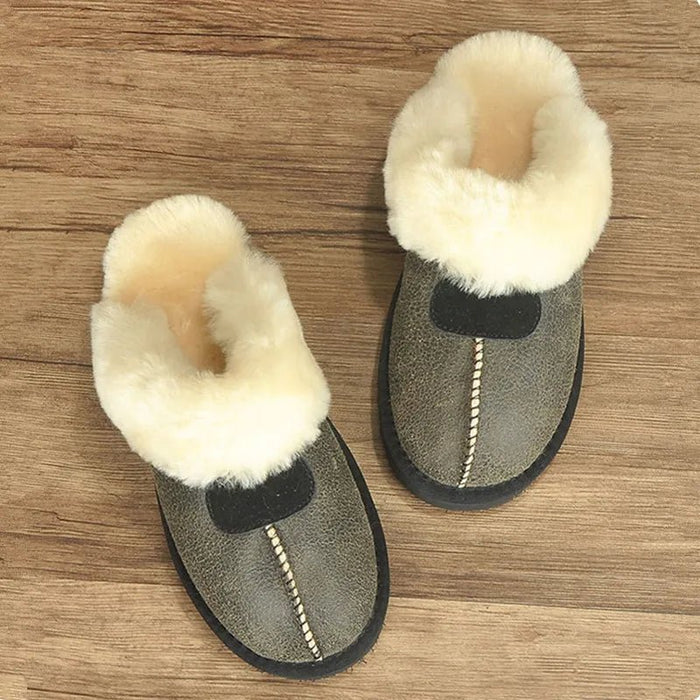 SaneShoppe - KZZO 100% Natural Sheepskin Fur Slippers Fashion Women Warm Indoor Slippers Soft Wool Lady Home Shoes Female Winter New style