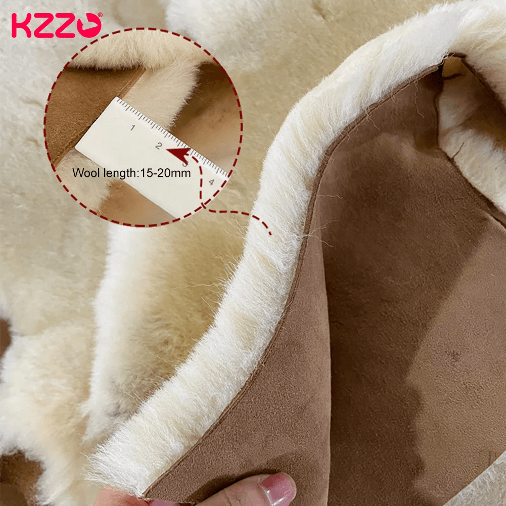 SaneShoppe-KZZO Sheepskin Fur Slippers | Cozy Indoor Winter Shoes for Women