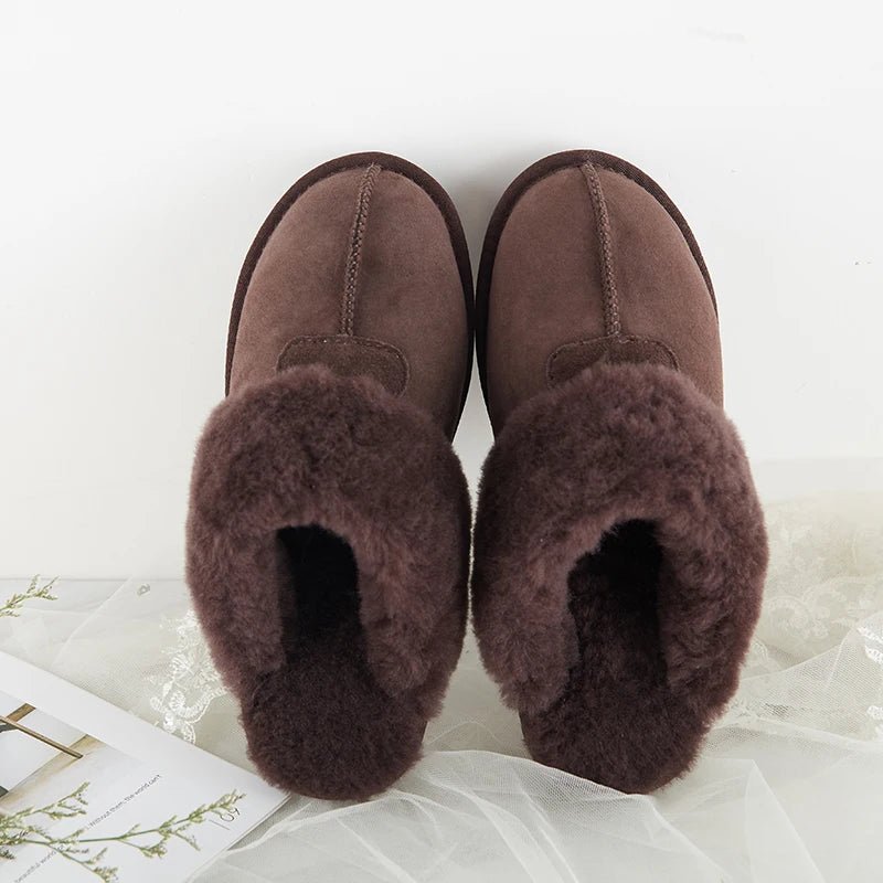 SaneShoppe-Soft Wool Winter Indoor Slippers - Top Quality Sheepskin Fur