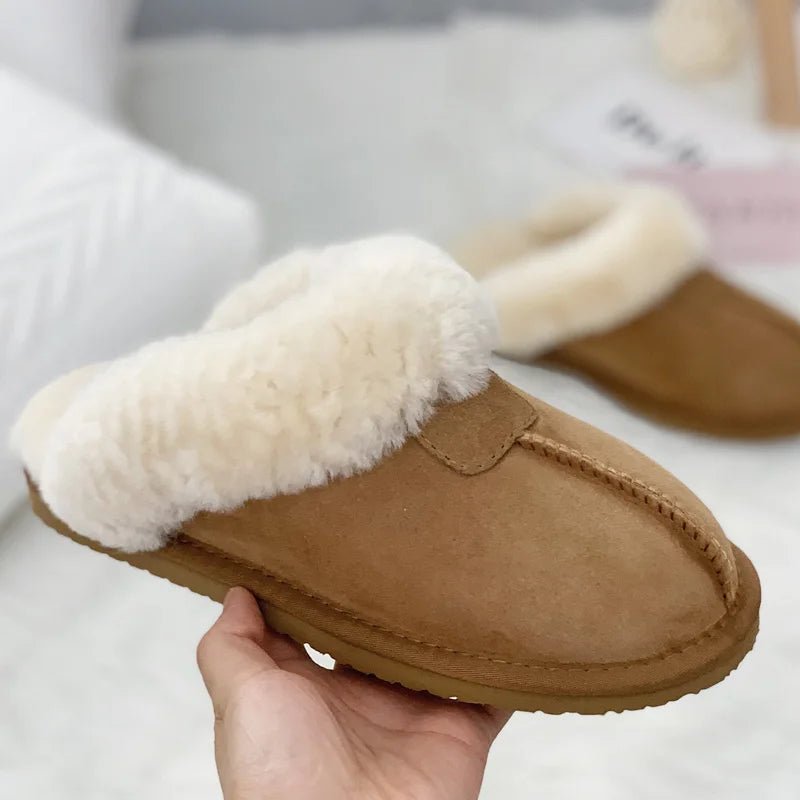 SaneShoppe-Soft Wool Winter Indoor Slippers - Top Quality Sheepskin Fur