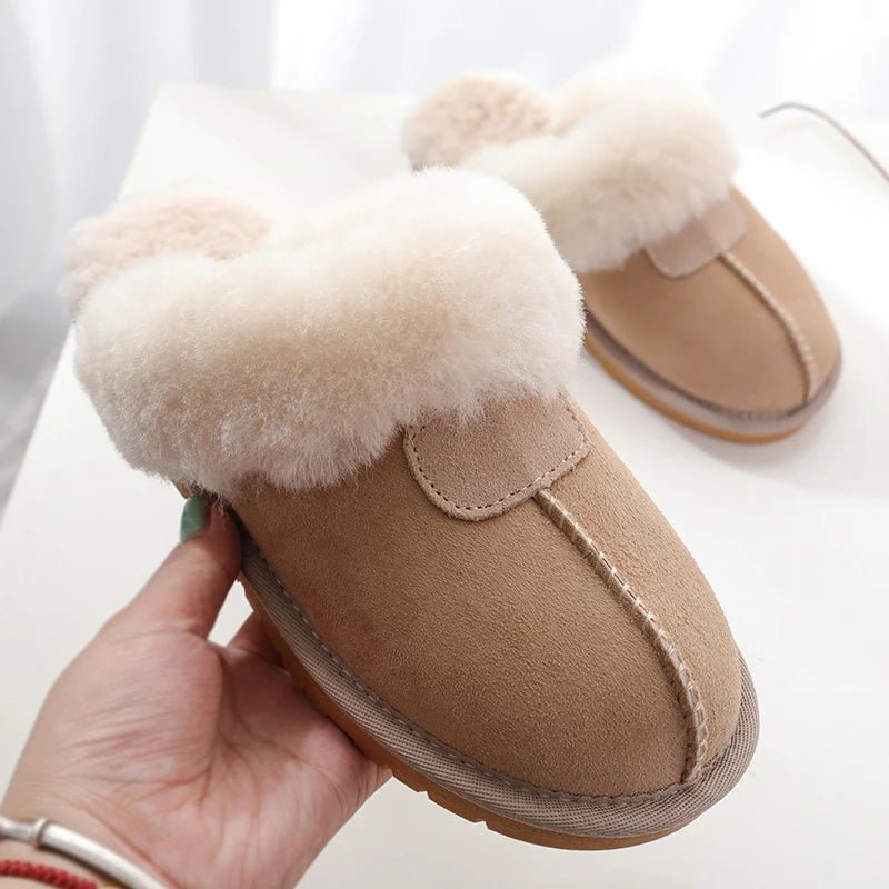 SaneShoppe-Soft Wool Winter Indoor Slippers - Top Quality Sheepskin Fur