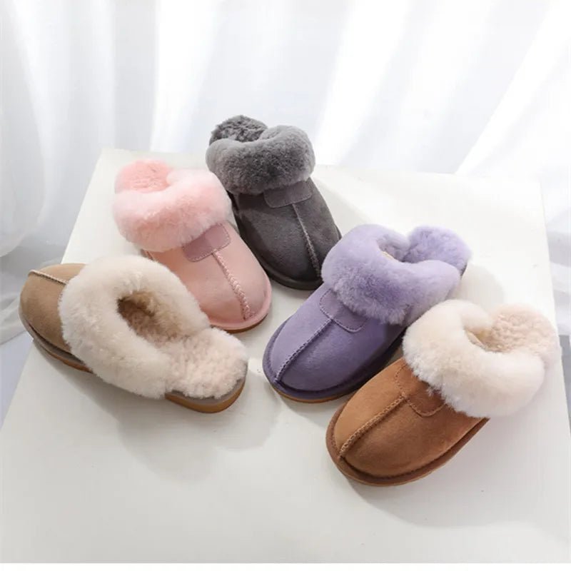 SaneShoppe-Soft Wool Winter Indoor Slippers - Top Quality Sheepskin Fur