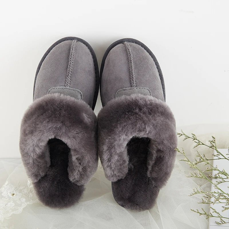 SaneShoppe-Soft Wool Winter Indoor Slippers - Top Quality Sheepskin Fur