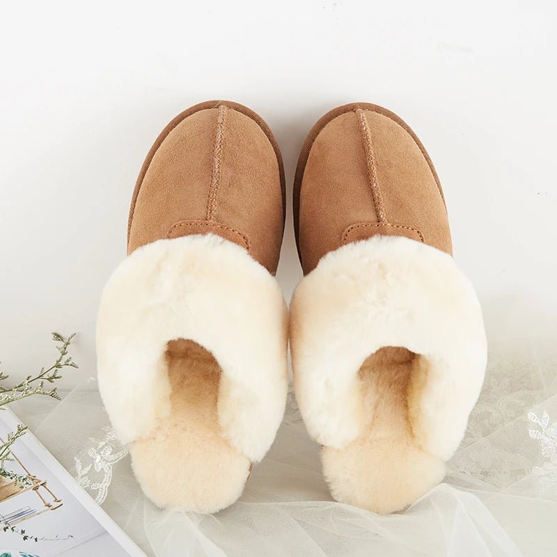 SaneShoppe-Soft Wool Winter Indoor Slippers - Top Quality Sheepskin Fur