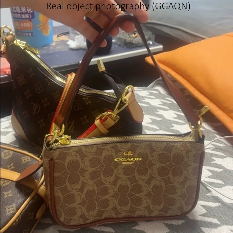 SaneShoppe - Ladies Classic Geometry Pattern Multifunctional Crossbody Bag 2025 Women's Handbag Fashionable Printed Shoulder Bag PU Leather