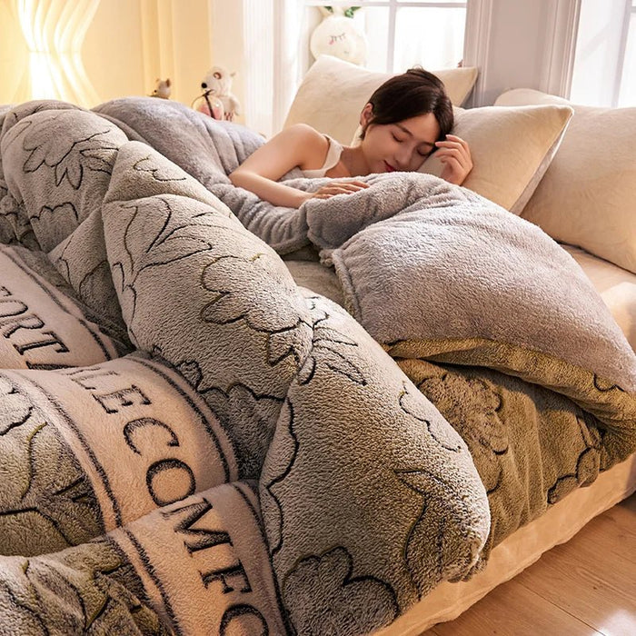 SaneShoppe - Lamb fleece blanket winter super warm quilt autumn spring bedding milk fleece comforter 5kg thickened dormitory single double