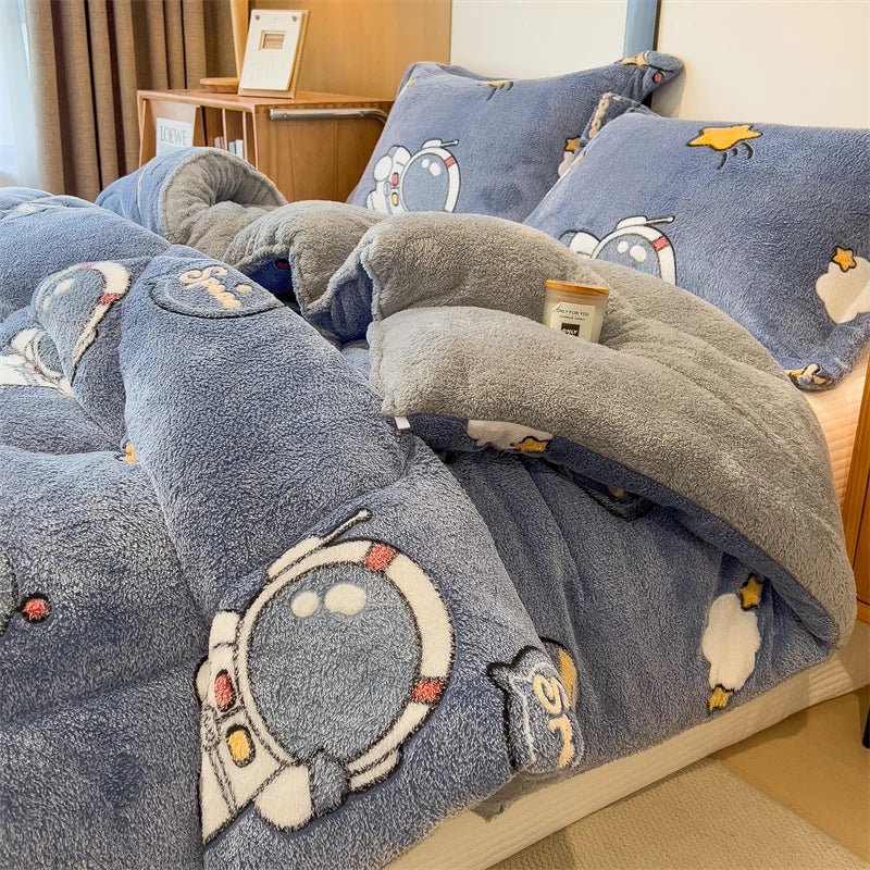 SaneShoppe - Lamb fleece blanket winter super warm quilt autumn spring bedding milk fleece comforter 5kg thickened dormitory single double