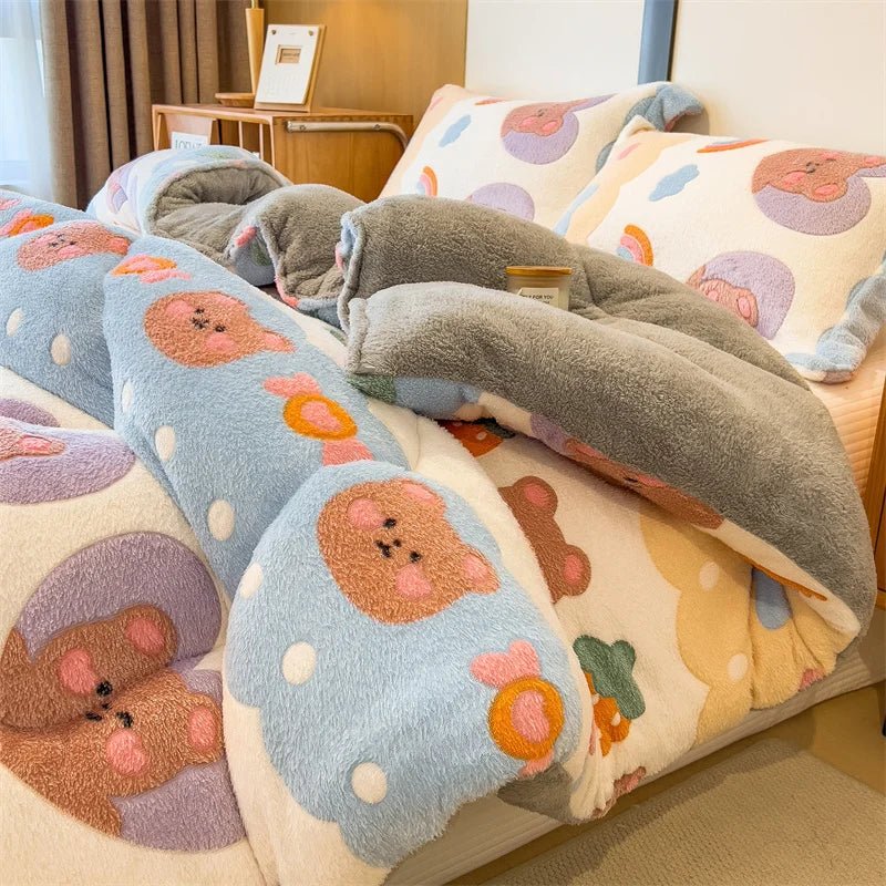 SaneShoppe - Lamb fleece blanket winter super warm quilt autumn spring bedding milk fleece comforter 5kg thickened dormitory single double