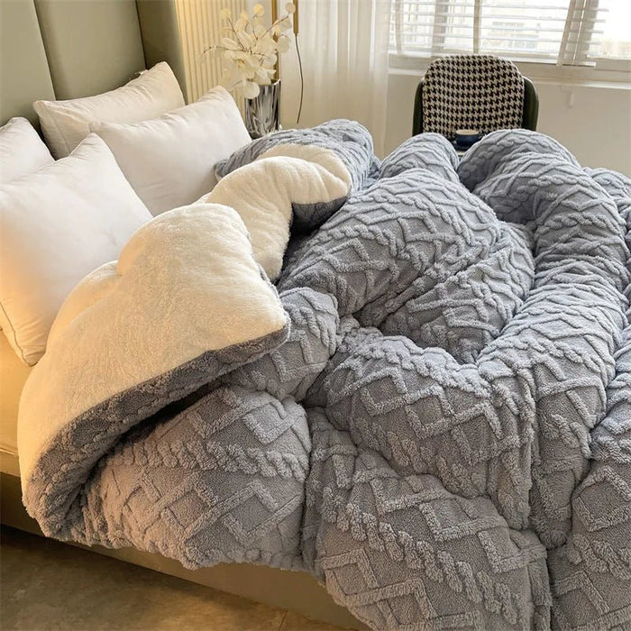 SaneShoppe - Lamb wool blanket thickened warm winter quilt with milk velvet spring autumn comforter student dormitory single double quilt