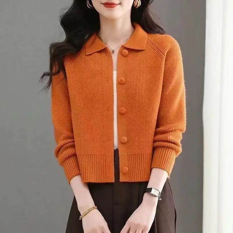 SaneShoppe-2025 Spring Women's Lapel Knitwear Coat Western Cardigan Top