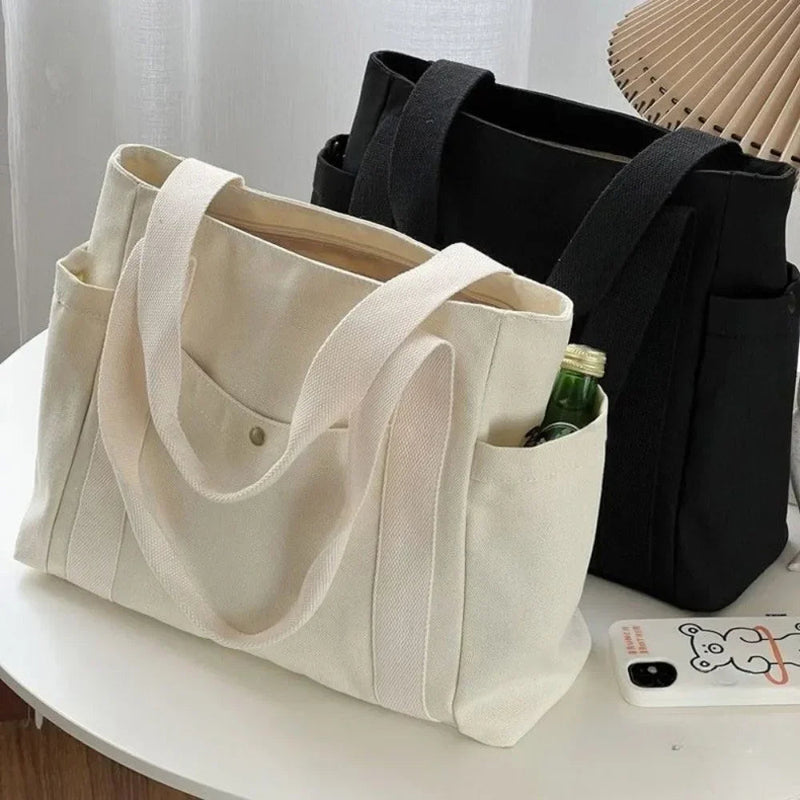 SaneShoppe - Large Capacity Canvas Tote Bags for Work Commuting Carrying Bag College Style Student Outfit Book Shoulder Bag Bolsos Para Mujer