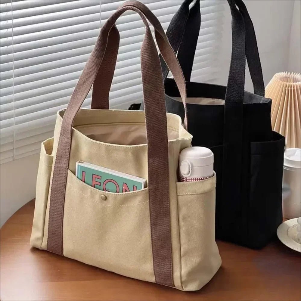 SaneShoppe - Large Capacity Canvas Tote Bags for Work Commuting Carrying Bag College Style Student Outfit Book Shoulder Bag Bolsos Para Mujer